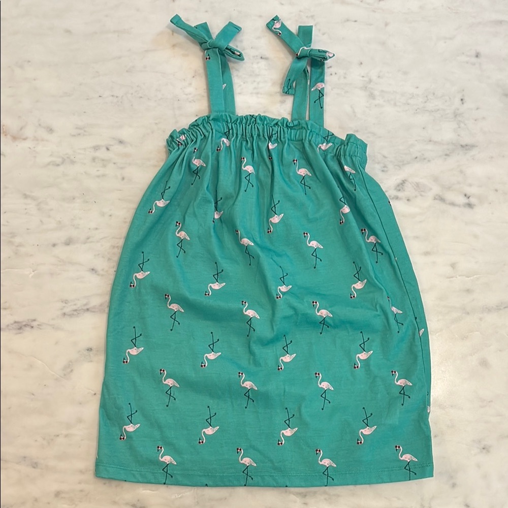 Girls (size small) Teal Summer Dress with Flamingo Pattern